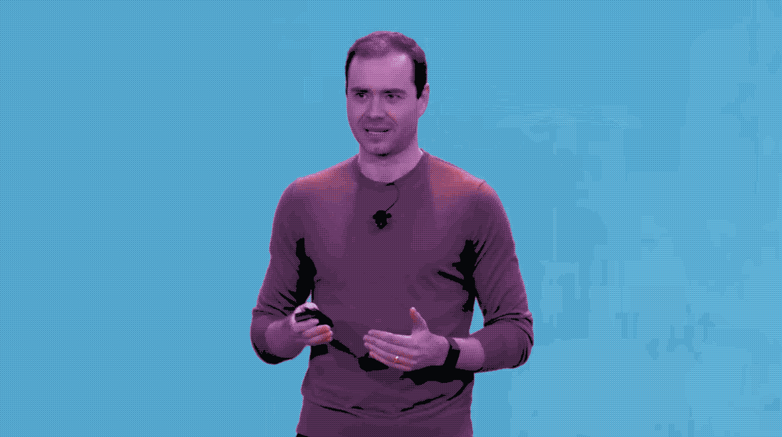 Stylized dithered portrait of Andrej Karpathy